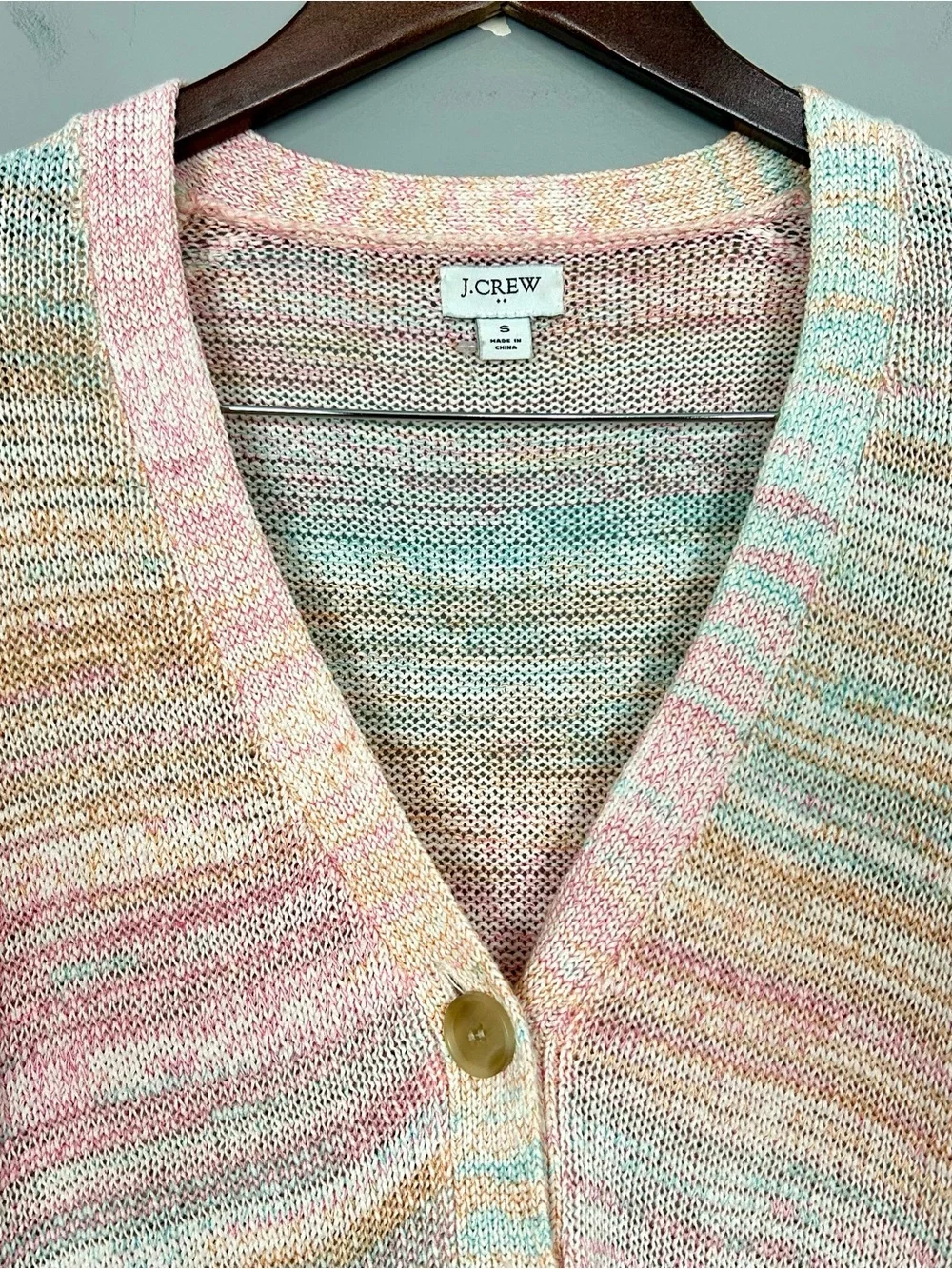 J. Crew Rainbow Beach Knit Cardigan Sweater Women’s Size S Button Front Shaker